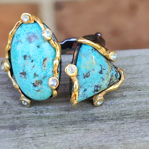 Sterling silver art ring with turquoise stones - Picture 6 of 9